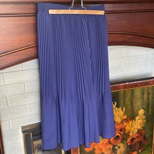 J. Crew Factory Blue Pleated Midi Skirt